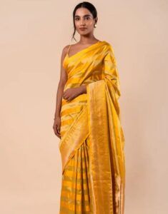 Mustard Yellow Banarasi Saree -  Banarasi Saree Look -  Bewakoof Blog