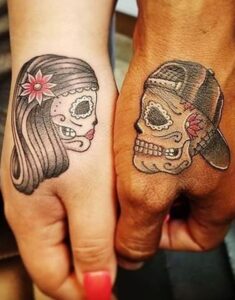 Skull couples - Couple Tattoo Ideas