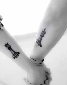 The classic King & Queen - Couple Tattoo Ideas