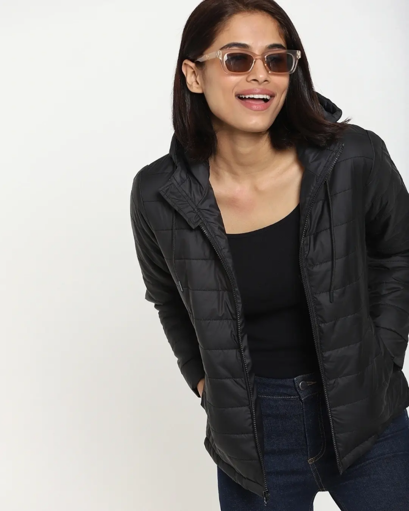 Black Plus Size Relaxed Fit Puffer Jacket - Best Women's Jackets