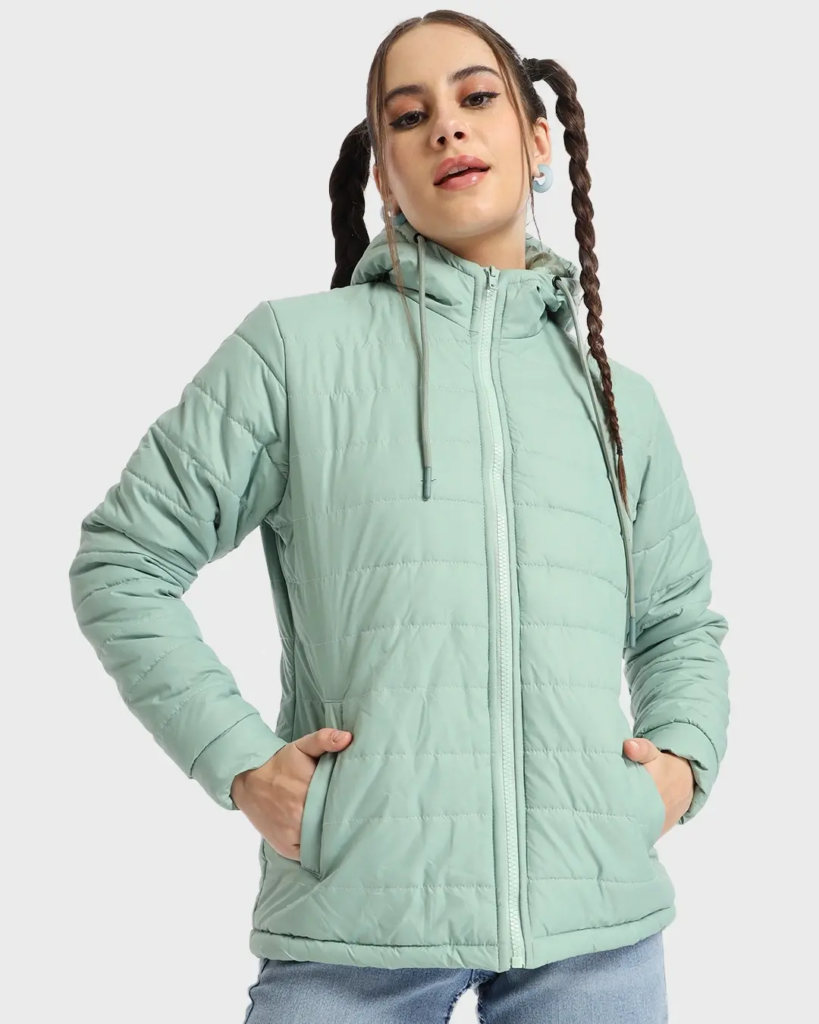 Sage Plus Size Relaxed Fit Puffer Jacket Hoodie - Best Women's Jackets