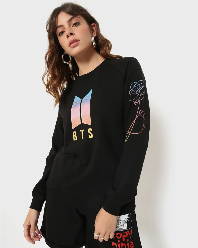 Women's Black BTS Typography Sweatshirt - best women's sweatshirts