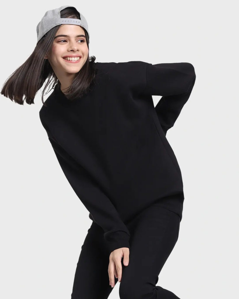 Women's Black Oversized Sweatshirt - best women's sweatshirts