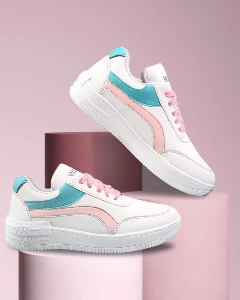 Women's White Color Blocked Sneakers