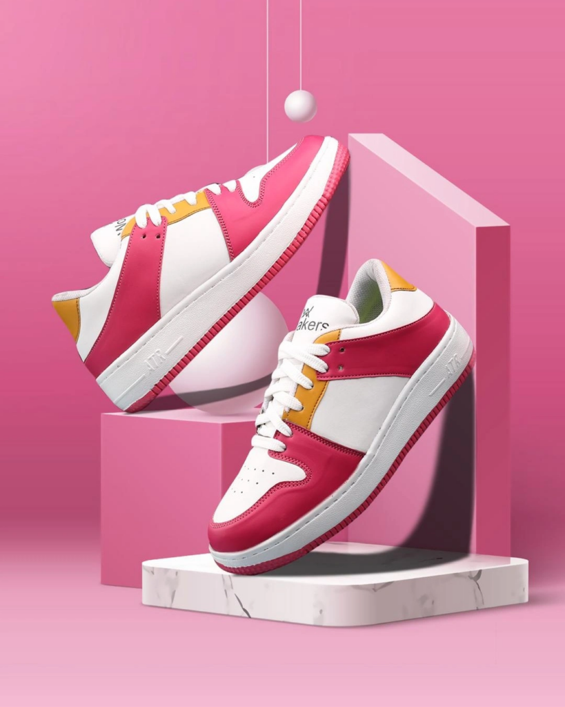 Women's Pink Color Blocked Sneakers
