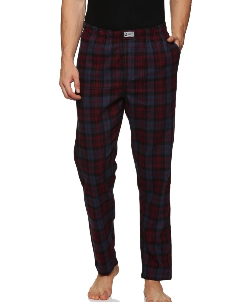 Men's Maroon Checked Pyjamas