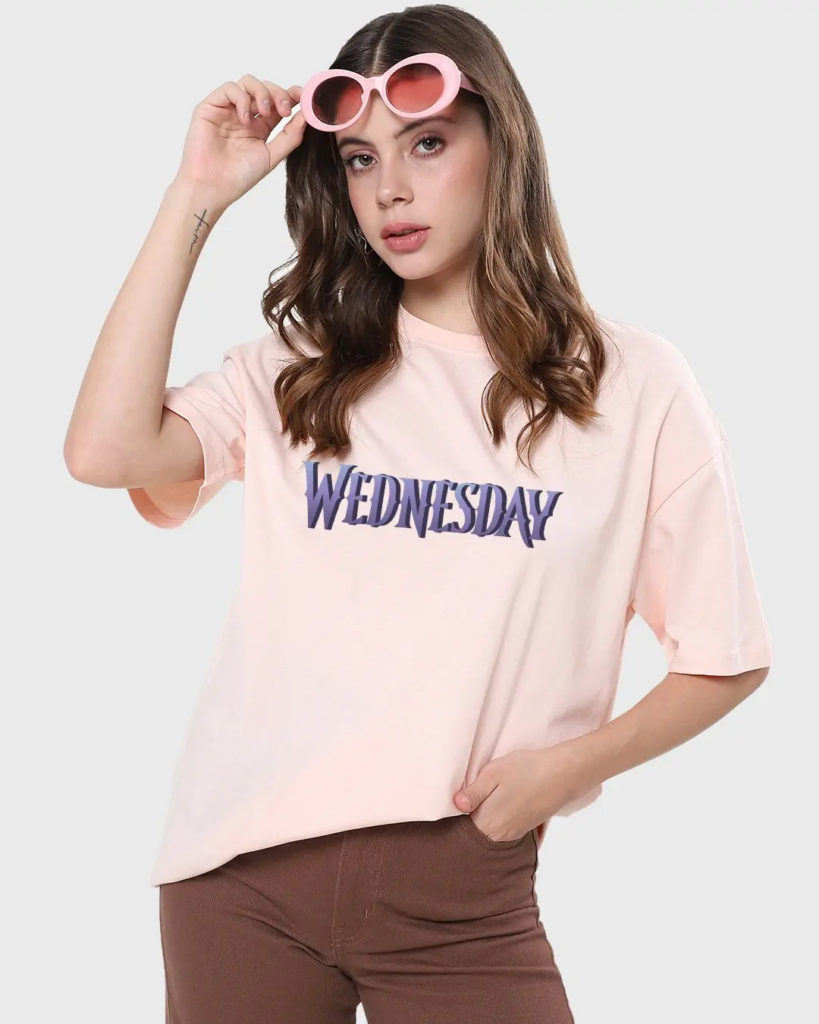 Women's Pink Hands Above My Head Graphic Printed Oversized T-shirt