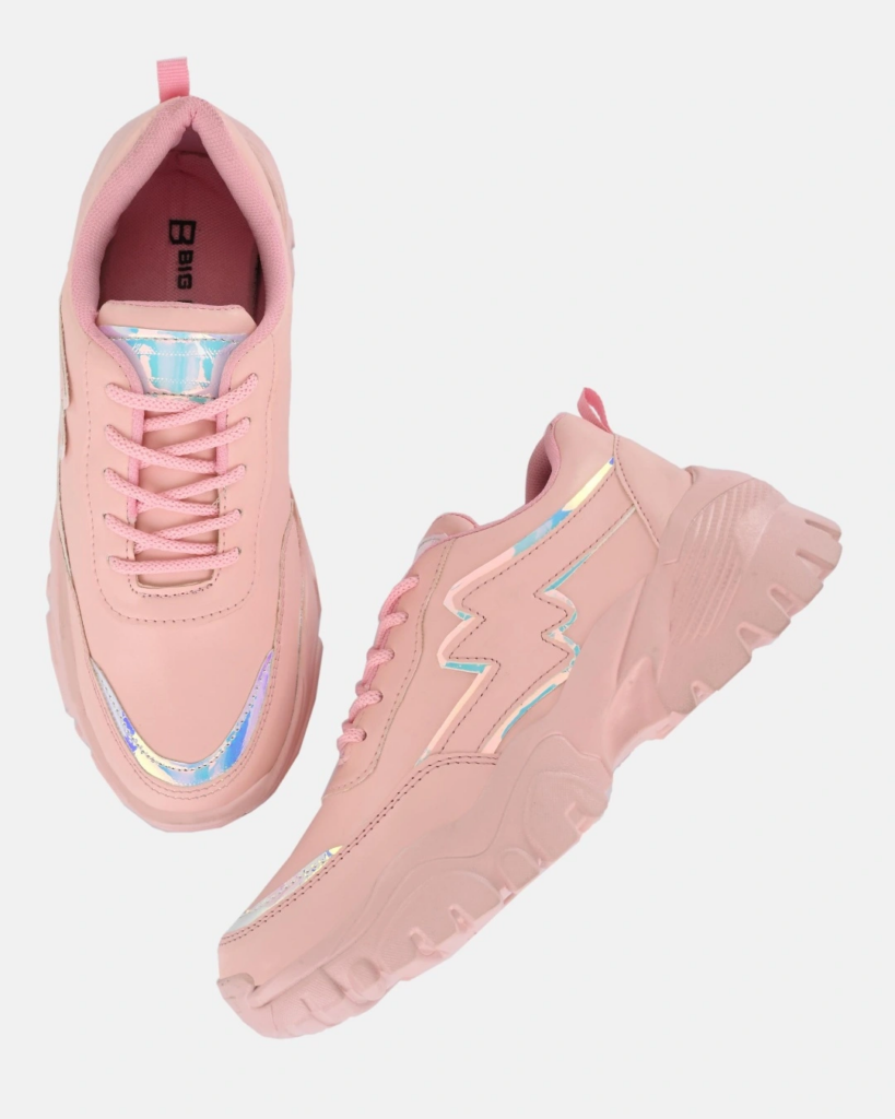 Women's Pink Color Blocked Chunky Sneakers