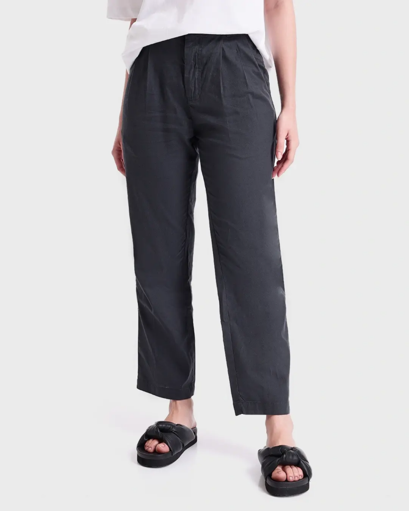 Women's Charcoal Cotton Flared Trousers
