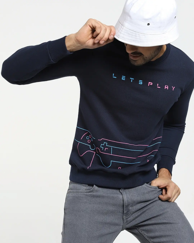 Men's Blue Lets Play Typography Sweatshirt