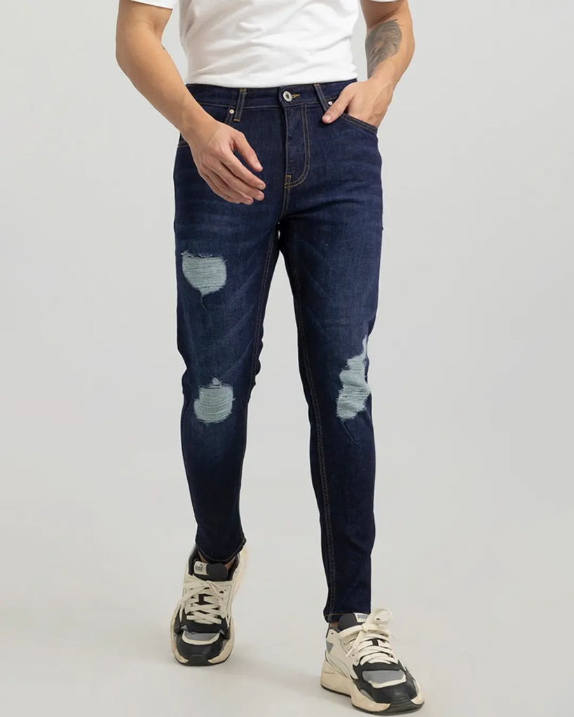 Men's Drift Blue Distressed Skinny Fit Jeans