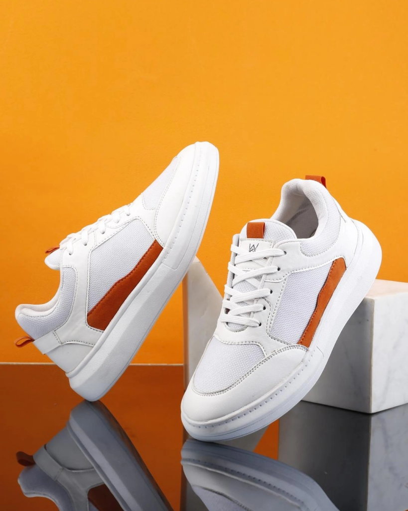 Men's White Color Block Casual Shoes