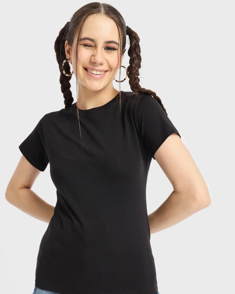 Women's Black Slim Fit T-shirt