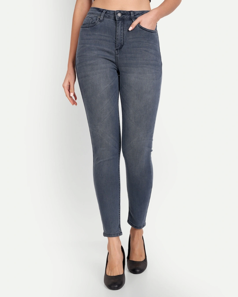 Women's Blue Washed Skinny Fit Jeans