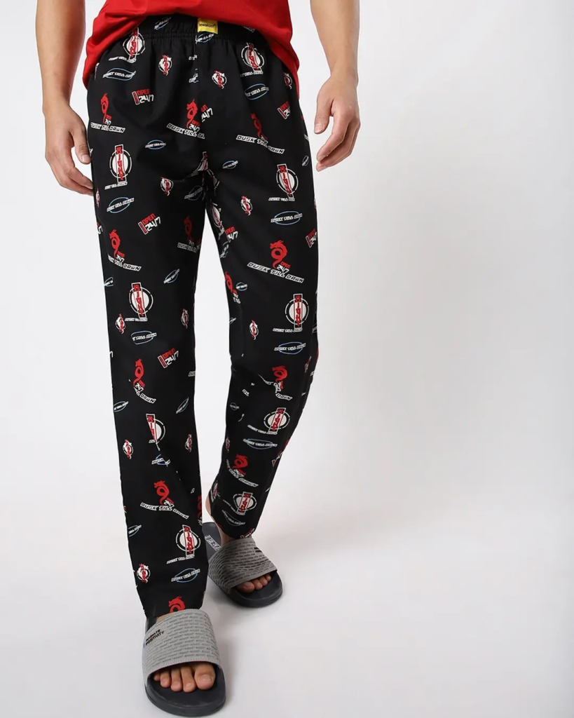 Men's Black Night Dragon All Over Printed Pyjamas