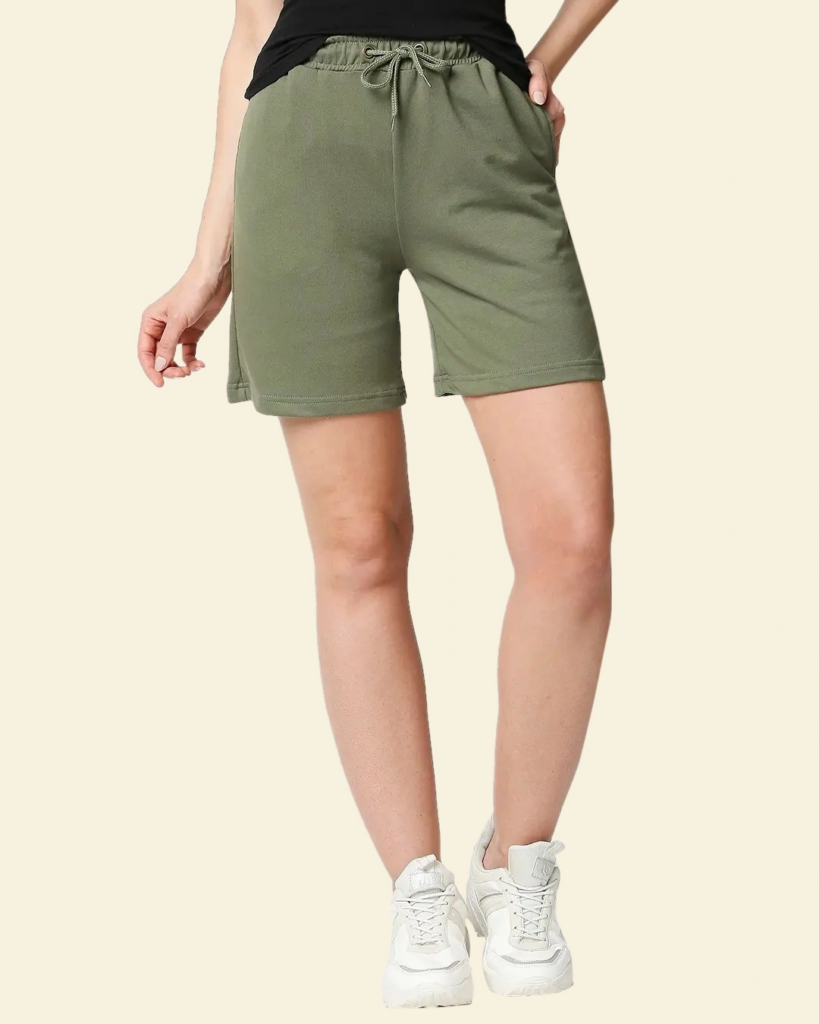 Moss Green Basic Shorts