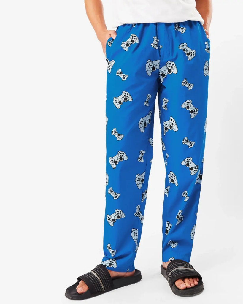 Men's Blue All Over Game Consoles Printed Pyjama