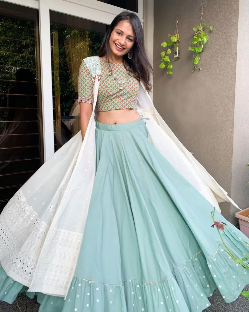 Indo-Western lehenga choli style - Bridal Mehndi Outfit