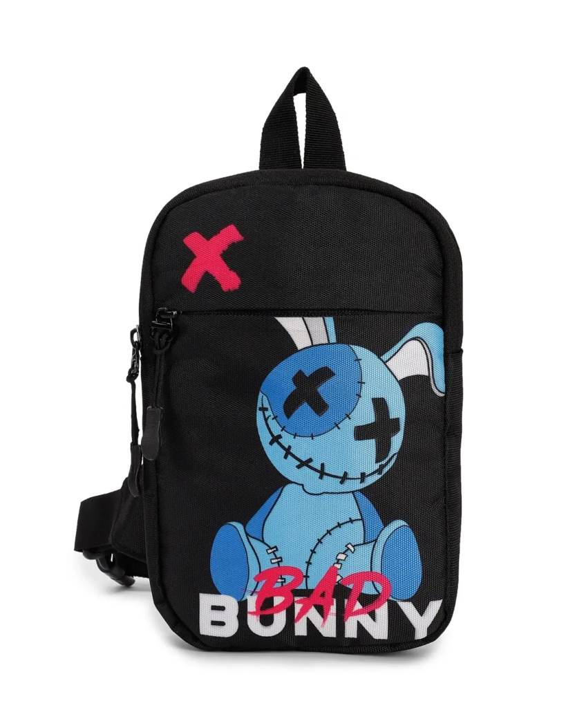 Unisex Black Bad Bunny Sling Bag