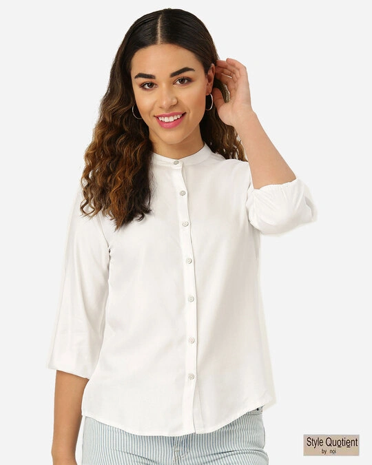 Women White Smart Solid Formal Shirt