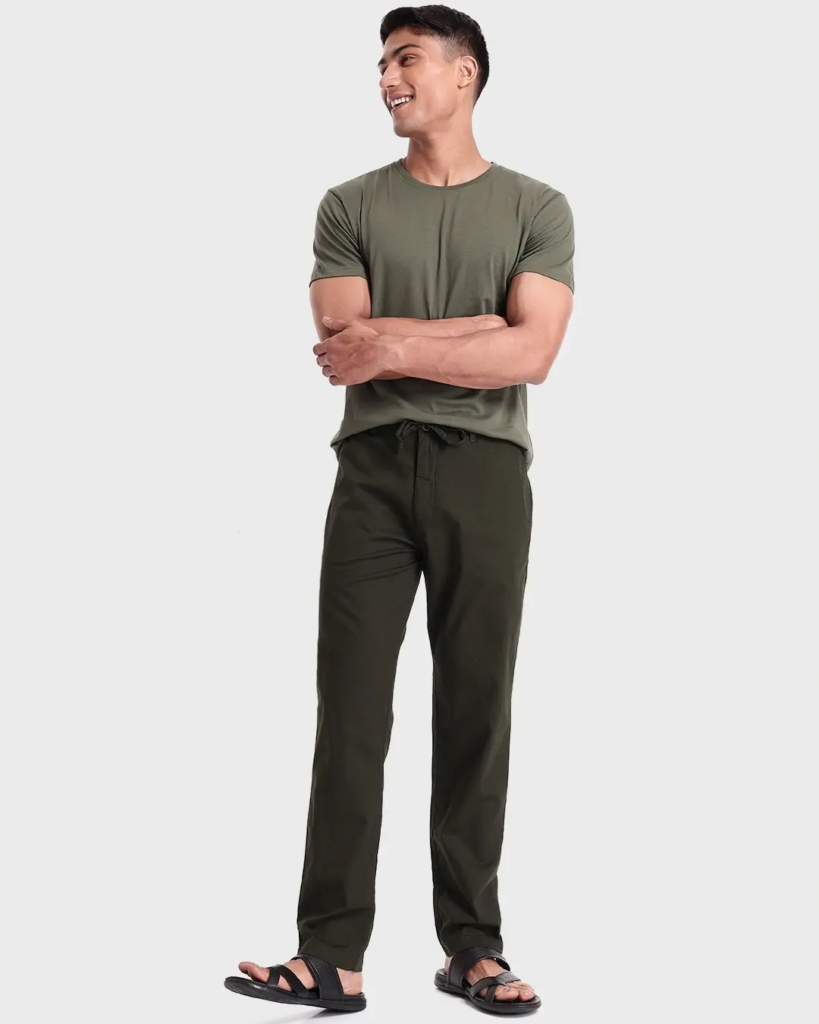 Dark Olive Casual Cotton Trouser