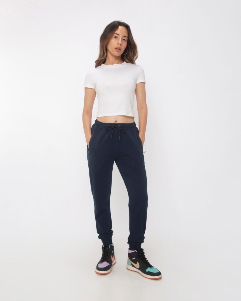women wearing jogger with white top