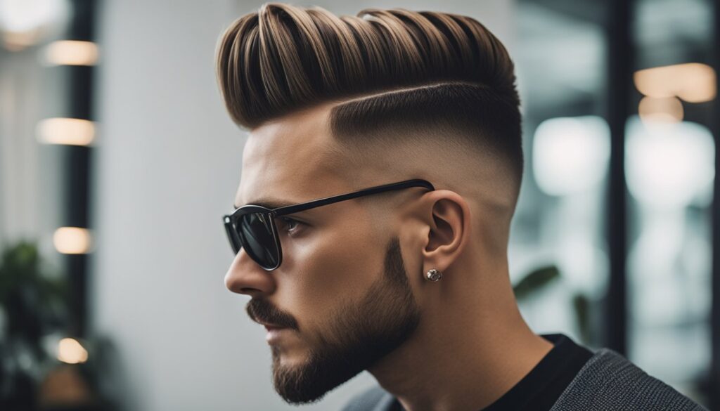 a man with High fade with quiff hairstyle