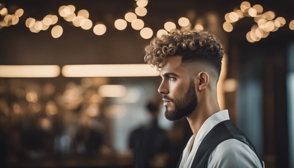 a man with High razor fade with curls hairstyle