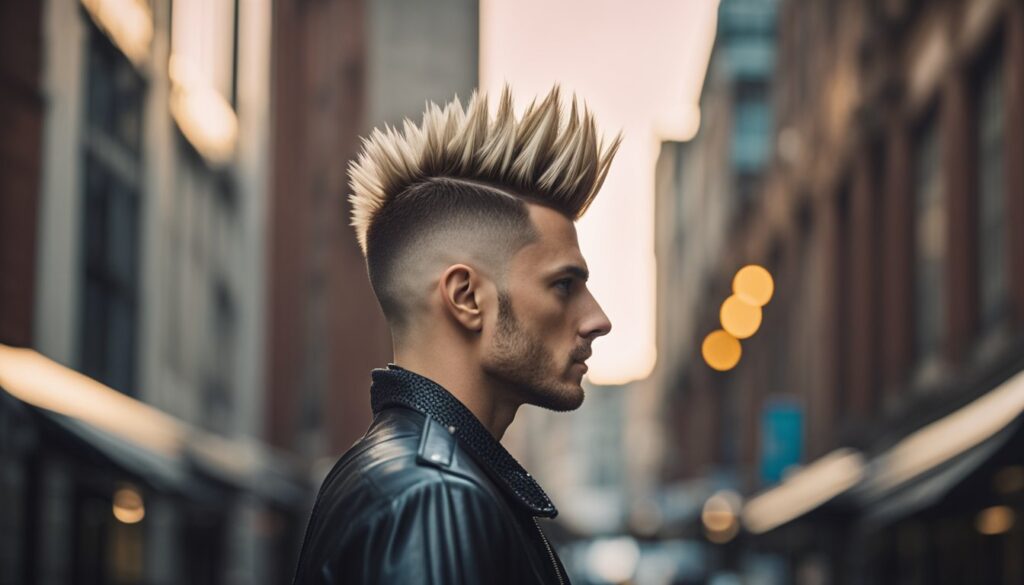 a man with faux hawk hairstyle
