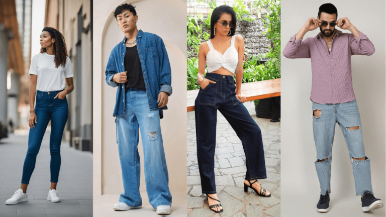 how to style blue jeans