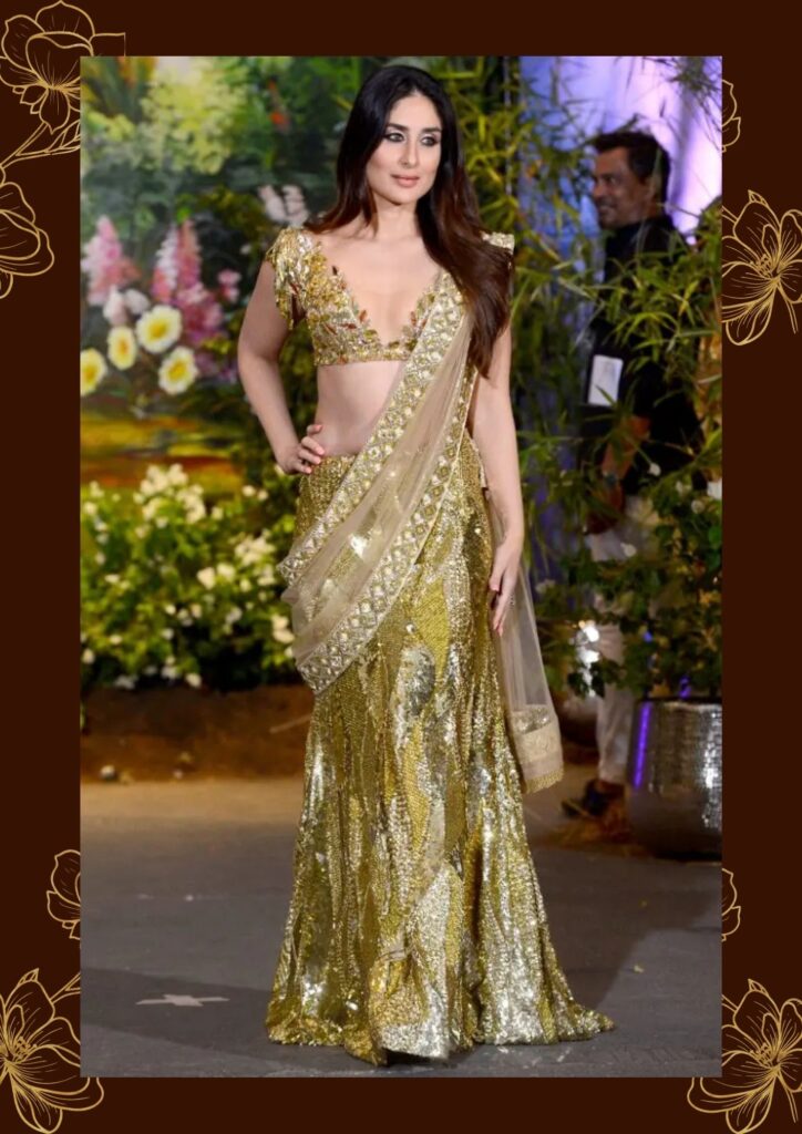 actress kareena kapoor in golden silk outfit